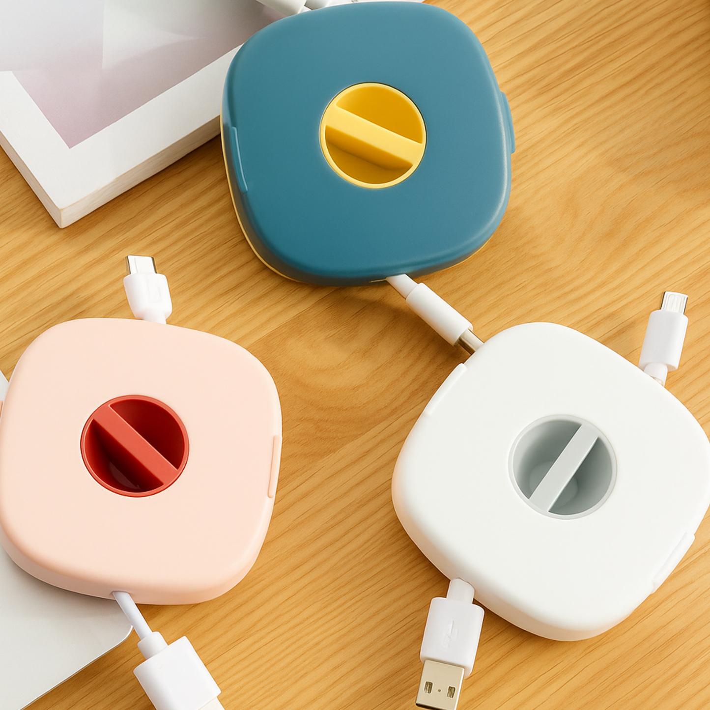 2-in-1 Rotating Cable Organizer and Phone Stand